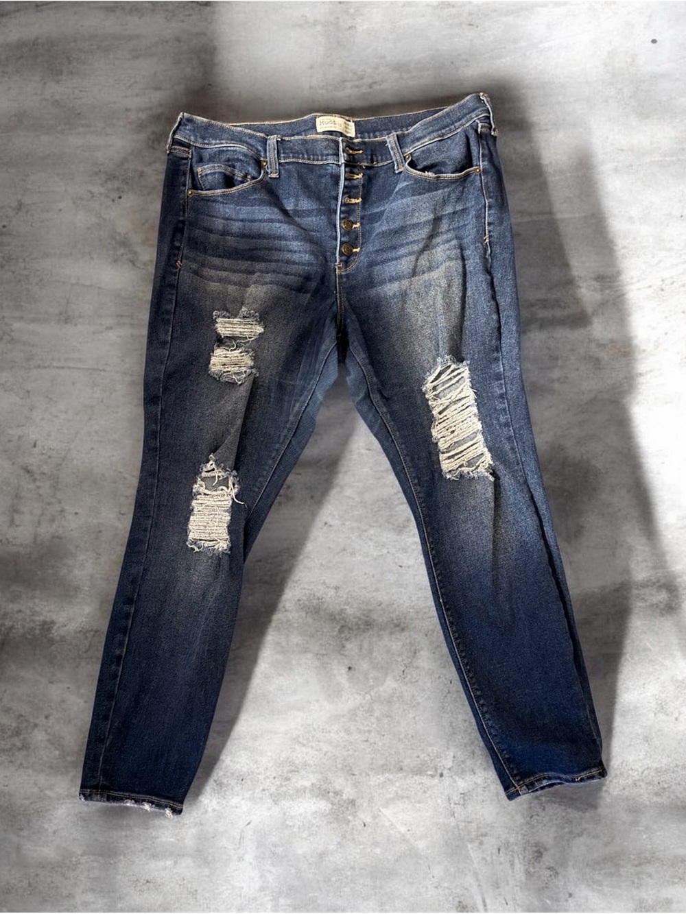 Mudd Dark Blue Distressed Button-Fly Jeggings